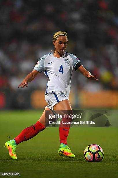 Jordan Nobbs of England in action during the UEFA Women's Euro 2017 Qualifier between England and Estonia at Meadow Lane on September 15, 2016 in...