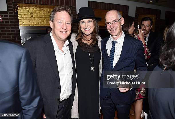 Mike Feldman, Savannah Guthrie, and James Goldston attend the CAA TV News Party 2016 at Hudson Bar on September 14, 2016 in New York City.