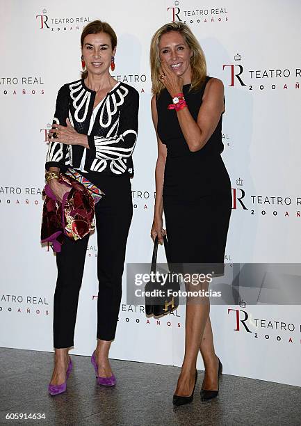 Carmen Posadas and Marta Robles attend the Royal Theatre opening season concert on September 15, 2016 in Madrid, Spain.