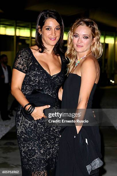 Donatella Finocchiaro and Carolina Crescentini attend 'Francesco Escalar - Glamour 'n Soul' opening at Museo Maxxi on September 15, 2016 in Rome,...