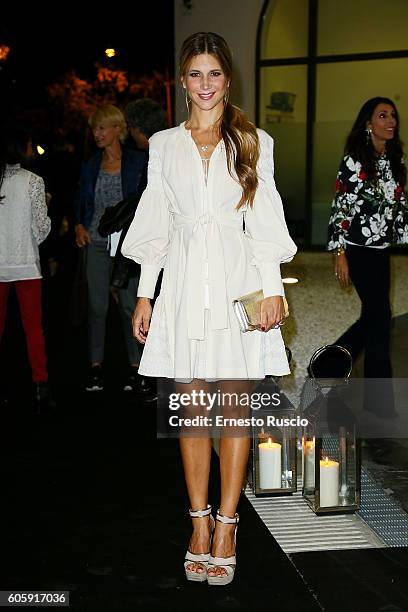 Nicoletta Romanoff attends 'Francesco Escalar - Glamour 'n Soul' opening at Museo Maxxi on September 15, 2016 in Rome, Italy.