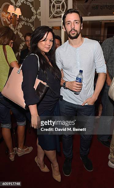Zoe Rocha and Ralf Little attend the press night after party for "David Baddiel - My Family: Not The Sitcom" at the Vaudeville Theatre on September...