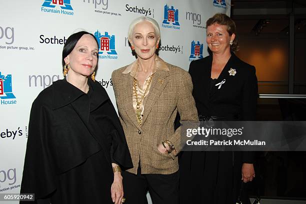 Mary McFadden, Carmen Dell'Orefice and Annette Goelet attend Sotheby's hosts FRANCESCO SCAVULLO: A Photographic Retrospective and Auction to benefit...