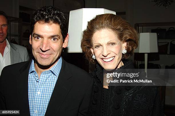 Tom Florio and Annette de la Renta attend Bergdorf Goodman hosts a Celebration for Oscar de la Renta's 35th Anniversary at Bergdorf Goodman on April...