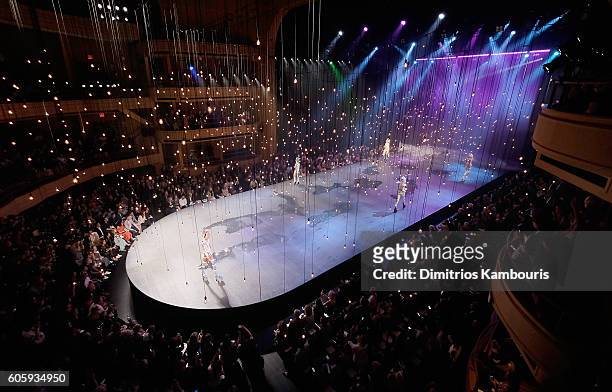 Models walks the runway during the Marc Jacobs Spring 2017 fashion show during New York Fashion Week at the Hammerstein Ballroom on September 15,...