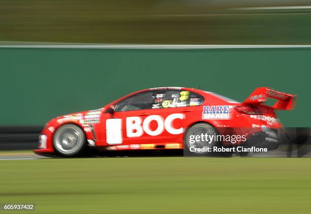 Jason Bright drives the Team BOC Holden during practice ahead of V8 Supercars Sandown 500 at Sandown International Motor Raceway on September 16,...