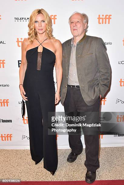 Actress Veronica Ferres and director Werner Herzog attend the 'Salt and Fire' premiere during the 2016 Toronto International Film Festival at The...
