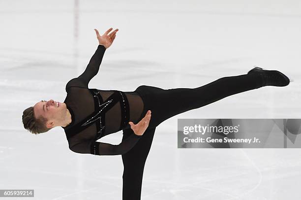 Adam Rippon of the United States competes in the men's short program at the U.S. International Figure Skating Classic -Day 1 at the Salt Lake City...