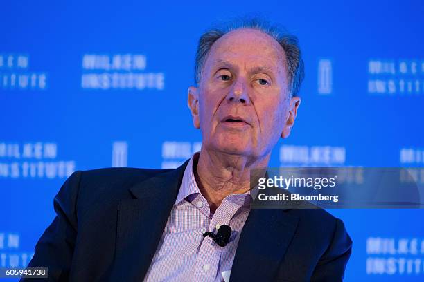 David Bonderman, co-founder and chairman of TPG Holdings LP, speaks at the Milken Institute Asia Summit in Singapore, on Friday, Sept. 16, 2016....