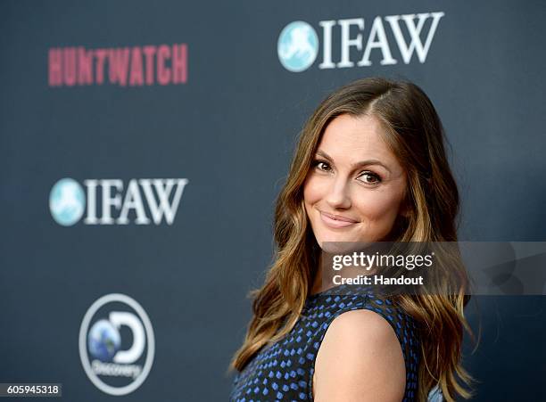 In this handout photo provided by Discovery, Actress Minka Kelly attends the Discovery Channel "HUNTWATCH" screening at NeueHouse Los Angeles on...