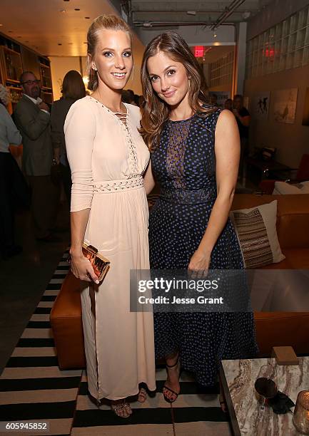 Actresses Heather Morris and Minka Kelly attend the screening pre-reception of Discovery Impact's "Huntwatch" at NeueHouse Hollywood on September 15,...