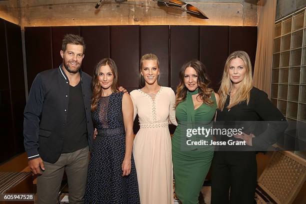 Actors Geoff Stults, Minka Kelly, Heather Morris, Joely Fisher and Kristin Bauer van Straten attend the screening pre-reception of Discovery Impact's...