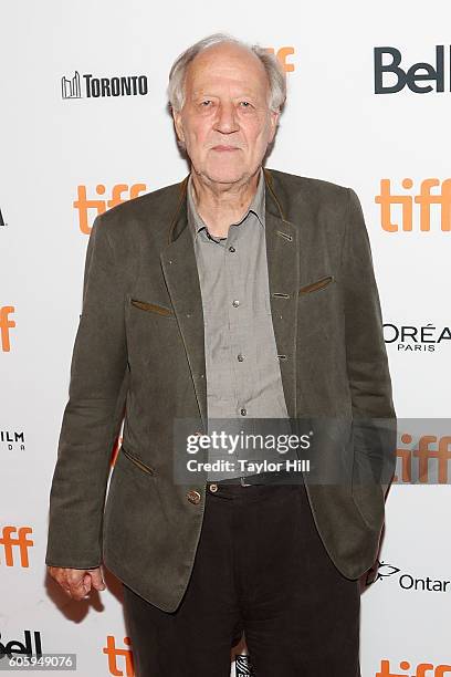 Director Werner Herzog attends the premiere of "Salt and Fire" during the 2016 Toronto International Film Festival at Winter Garden Theatre on...