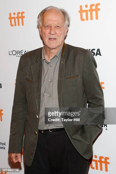 Director Werner Herzog attends the premiere of "Salt and Fire" during the 2016 Toronto International Film Festival at Winter Garden Theatre on...