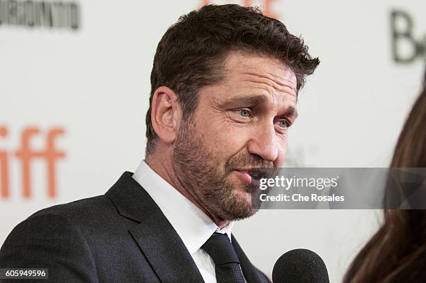 Actor Gerard Butler attands the premier of "THe Headhunter's Calling" at Roy Thomson Hall on September 14, 2016 in Toronto, Canada.