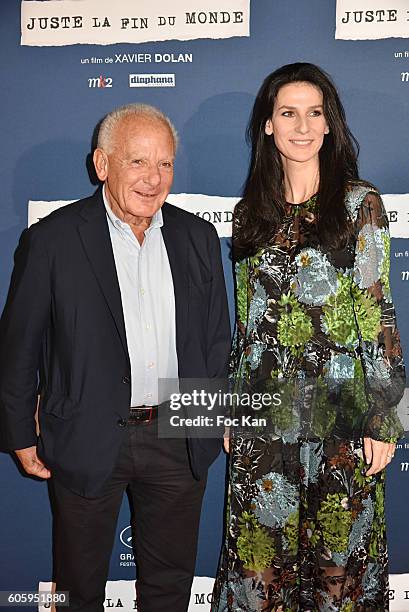 Producer Marin Karmitz and Marie Drucker attend "Juste La Fin Du Monde" Paris Premiere At MK2 Bibliotheque on September 15, 2016 in Paris, France.