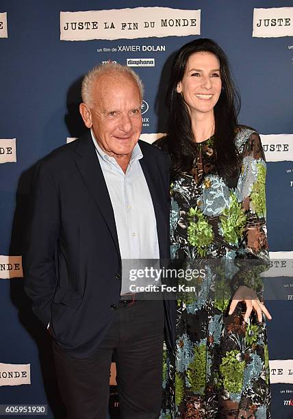 Producer Marin Karmitz and Marie Drucker attend "Juste La Fin Du Monde" Paris Premiere At MK2 Bibliotheque on September 15, 2016 in Paris, France.