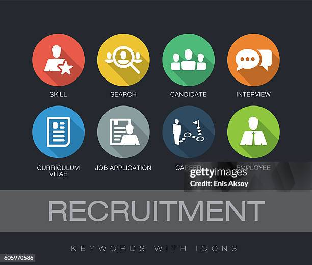 stockillustraties, clipart, cartoons en iconen met recruitment keywords with icons - recruiter