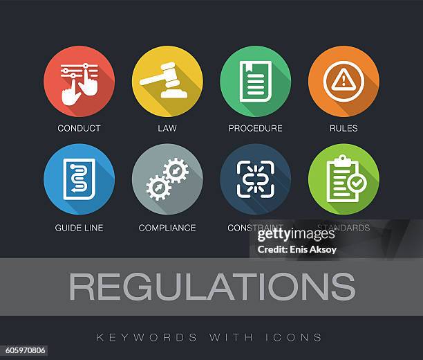 regulations keywords with icons - trapped business stock illustrations