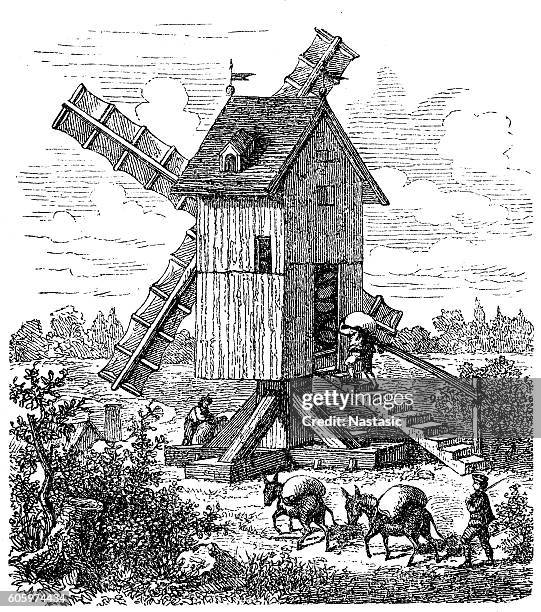 mill - old windmill stock illustrations