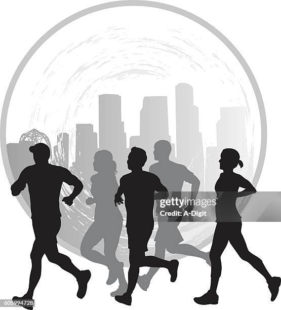 city joggers icon vector silhouette - jogging city stock illustrations