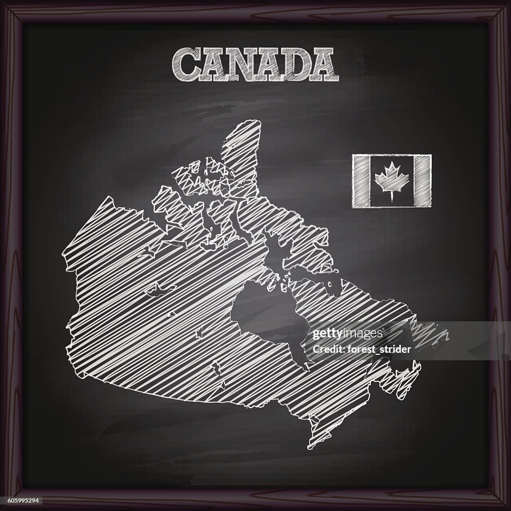 Canada map on chalkboard