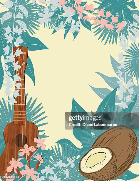 tropical plants background - ukulele stock illustrations