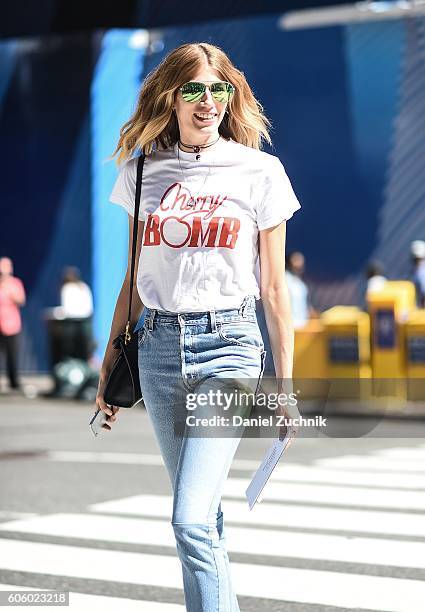 Veronika Heilbrunner is seen outside the Marc Jacobs show during New York Fashion Week Spring 2017 on September 15, 2016 in New York City.