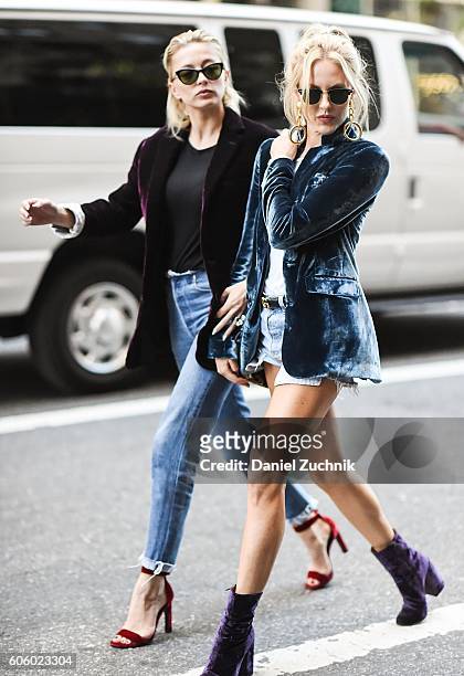 Shea Marie and Caroline Vreeland are seen outside the Marc Jacobs show during New York Fashion Week Spring 2017 on September 15, 2016 in New York...