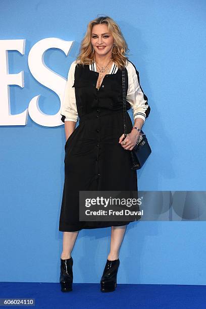 Madonna arrives for the World premiere of "The Beatles: Eight Days A Week - The Touring Years" at Odeon Leicester Square on September 15, 2016 in...