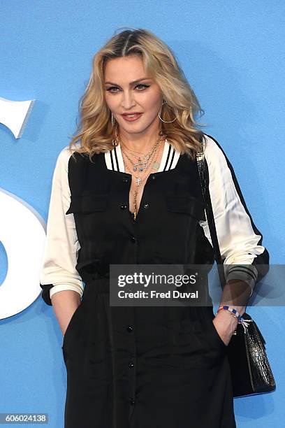 Madonna arrives for the World premiere of "The Beatles: Eight Days A Week - The Touring Years" at Odeon Leicester Square on September 15, 2016 in...