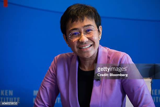 Maria Ressa, chief executive officer and executive editor of Rappler Inc., speaks at the Milken Institute Asia Summit in Singapore, on Friday, Sept....