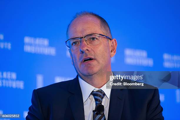 Andrew Witty, chief executive officer of GlaxoSmithKline Plc, speaks at the Milken Institute Asia Summit in Singapore, on Friday, Sept. 16, 2016....