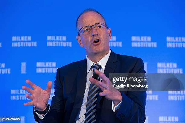 Andrew Witty, chief executive officer of GlaxoSmithKline Plc, speaks at the Milken Institute Asia Summit in Singapore, on Friday, Sept. 16, 2016....