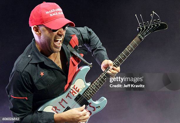 Tom Morello of Prophets of Rage performs at the Forum on September 15, 2016 in Los Angeles, California