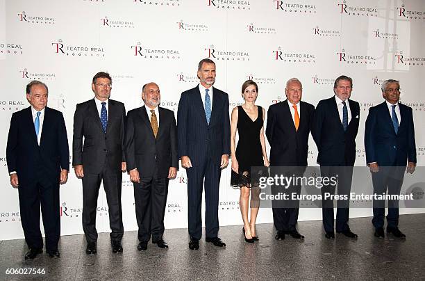 King Felipe of Spain , Queen Letizia of Spain, Rafael Catala , Jose Manuel Garcia Margallo and Inigo Mendez de Vigo attend the opening of the Royal...