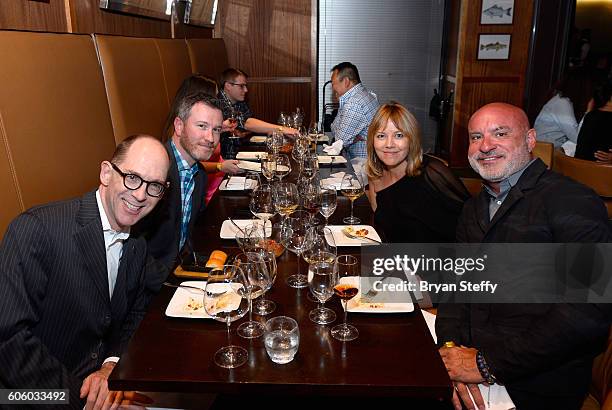 Thomas Ratcliff, Chris Eagle, Sarah Harper and Wayne Heart attend the Las Vegas Food & Wine Festival at Bazaar Meat at SLS Las Vegas Hotel on...