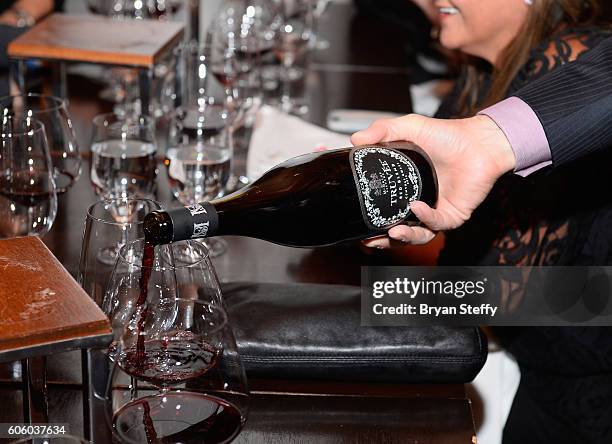 Bottle of McBride Sisters Wine Red Blend is poured during the Las Vegas Food & Wine Festival at Bazaar Meat at SLS Las Vegas Hotel on September 15,...