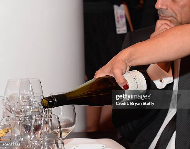 Bottle of McBride Sisters Wine Riesling is poured during the Las Vegas Food & Wine Festival at Bazaar Meat at SLS Las Vegas Hotel on September 15,...