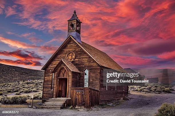 sunset at the ghost town - ghost town stock pictures, royalty-free photos & images