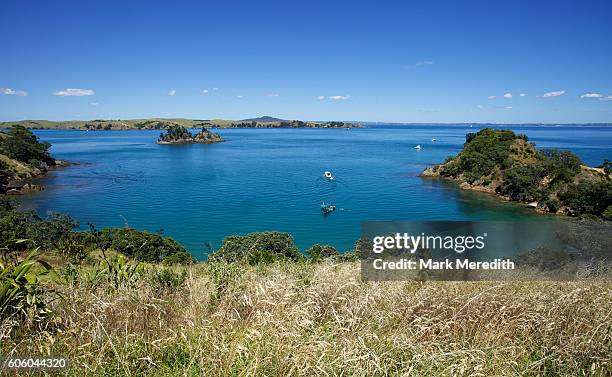 idyllic bay on rakino island near auckland in the hauraki gulf - hauraki gulf islands stock pictures, royalty-free photos & images