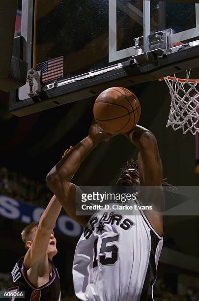 Forward Amal McCaskill of the San Antonio Spurs loses the ball during the NBA game against the Utah Jazz at the Alamodome in San Antonio, Texas. The...