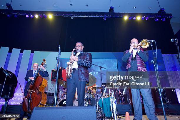 The Jazz Mobile Allstars perform at the 31st Anniversary Celebration Jazz Concert at Walter E. Washington Convention Center on September 15, 2016 in...