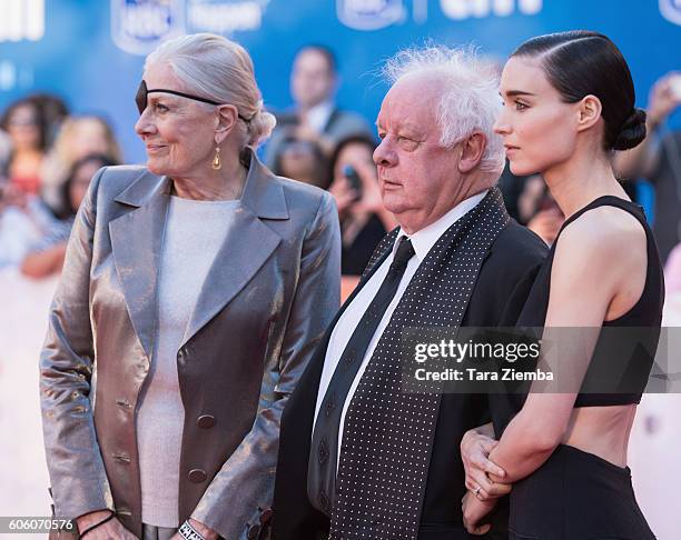 Actress Vanessa Redgrave, director Jim Sheridan and actress Rooney Mara attend the premiere for "The Secret Scripture" during the 2016 Toronto...