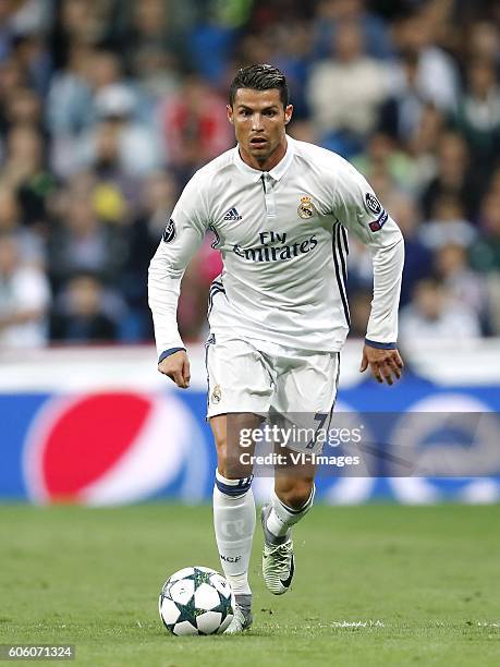 Cristiano Ronaldo of Real Madrid during the UEFA Champions League group F match between Real Madrid and Sporting Club de Portugal on September 14,...