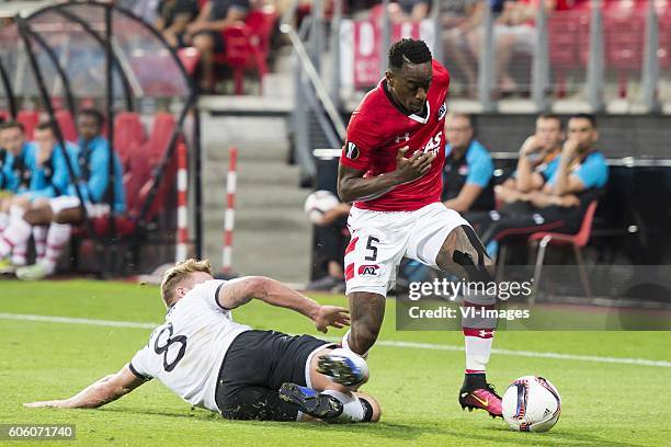 John Mountney of Dundalk FC, Ridgeciano Haps of AZ Alkmaar during the UEFA Europa League group D match between AZ Alkmaar and Dundalk FC on September...