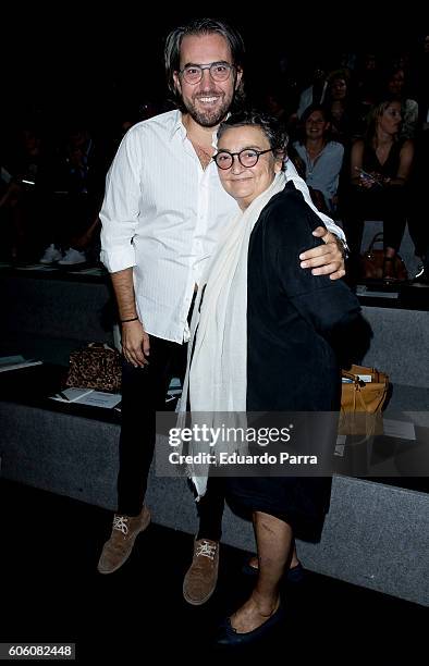 Maxim Huerta and Elena Benaroch are seen attending Mercedes-Benz Fashion Week Madrid Spring/Summer 2017 at Ifema on September 16, 2016 in Madrid,...