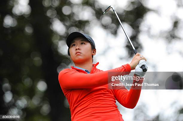 Jing YAN of China during the day one of Women Evian Masters 2016 on September 15, 2016 in Evian-les-Bains, France.
