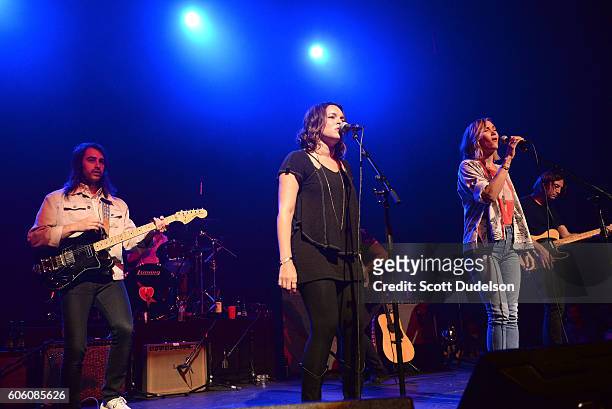 Guitarist Jason Roberts, singer Norah Jones and actress Kristen Wiig perform onstage during Petty Fest 2016 at The Fonda Theatre on September 13,...