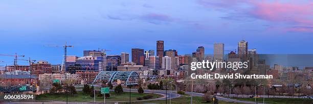 denver downtown skyline at sunset, colorado, usa - denver sunset stock pictures, royalty-free photos & images